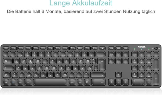Detalle 2 de Arteck Kabellose Tastatur 6 Monate ⌨