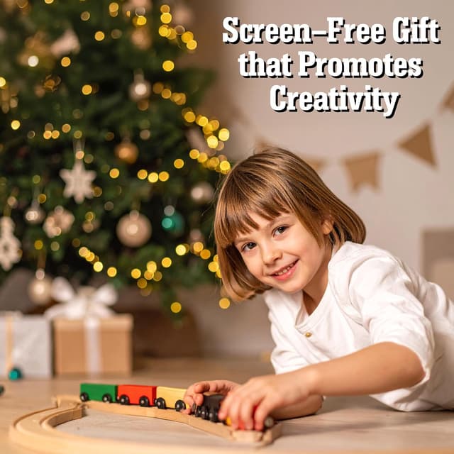 Thumbnail 5 de Wooden Train Track 52-Piece Set 18ft expansion 🚂