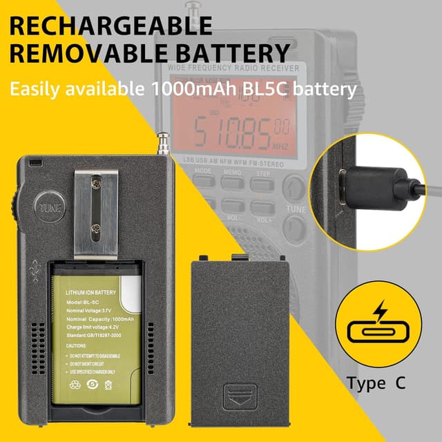Thumbnail 5 de Retekess TR110 Mini Scanner radio SSB 1000 stations