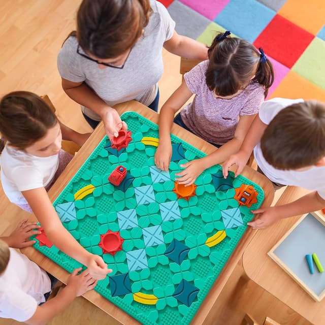 Detalle de burgkidz Logischer Straßenbauer – großes Labyrinth-Brettspiel 56 x 56 cm (ab 4 Jahren)