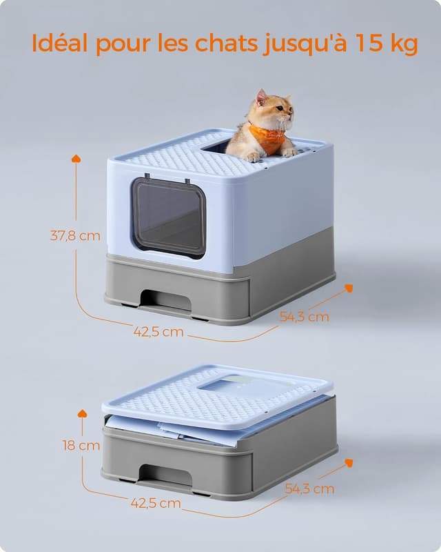 Thumbnail 6 de Feandrea Bac Litière Fermé 15 kg Bleu