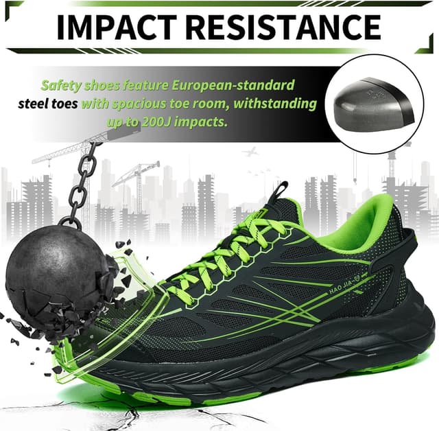 Detalle de NBOFIEHY Chaussures de sécurité légères antidérapantes et respirantes (embout acier 200 J, semelle EVA/kevlar)