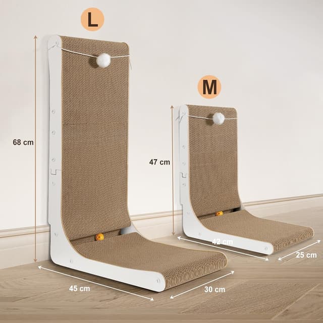 Detalle de Gimars griffoir pour chat en carton en forme de L, 68 cm, à fixer au mur