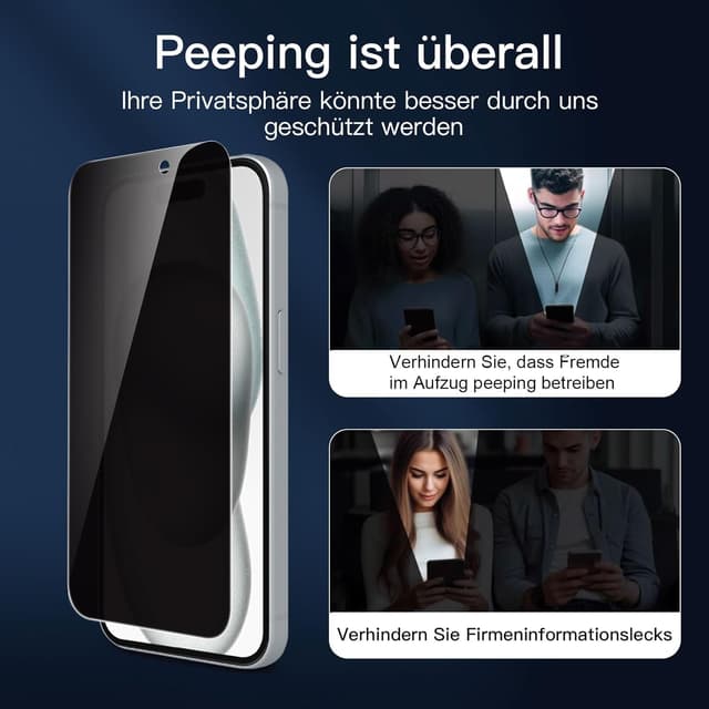 Detalle 1 de NEW'C Sichtschutzfolie 9H für iPhone 16