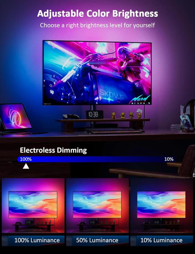 Detalle 2 de Meewata Monitor Hintergrundbeleuchtung für 27-Zoll: USB-LED-Streifen mit Farbsynchronisation unter Windows