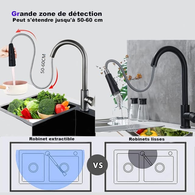 Thumbnail 3 de XWIHTR Robinet de cuisine rétractable 60 cm