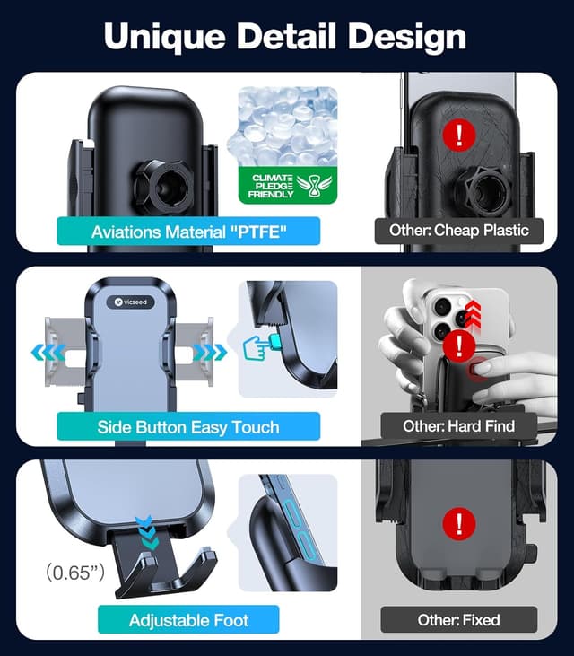 Thumbnail 6 de VICSEED Upgrade Ultra Stable Car Phone Holder Mount with Double Lock Metal Clip (Universal Air Vent Mount)