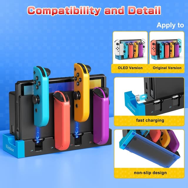 Detalle de Klipdasse Charging Dock for Nintendo Switch & Switch OLED (Up to 4 Joy-Con Controllers)