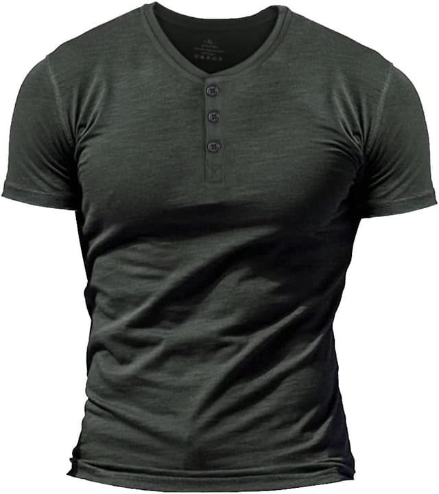 Thumbnail 6 de Herren Slub-Henley-T-Shirt mit 3-Knopfleiste, Kurzarm und Rundhals aus Slub-Baumwolle