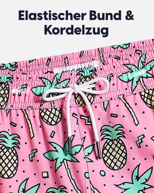 Detalle de MaaMgic 2-in-1 Badehose für Herren mit Kompressions-Innenhose – schnelltrocknende Boardshorts mit 4-Wege-Stretch