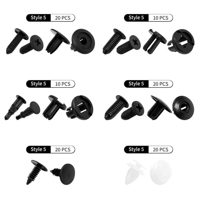 Detalle de 100pcs Car Trim Clips Kit (6 Types) with Trim Removal Tools – Nylon Push Retainer Fasteners for Door, Fender & More