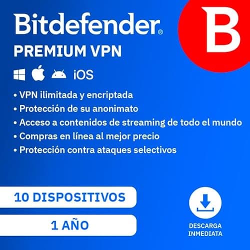 Detalle de Bitdefender Premium VPN 10 dispositivos 1 año