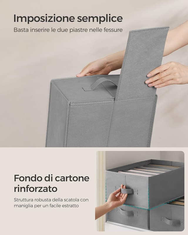 Detalle 2 de SONGMICS RUS009G03 set di 6 organizzatori per armadio a 6 scomparti (grigio tortora)