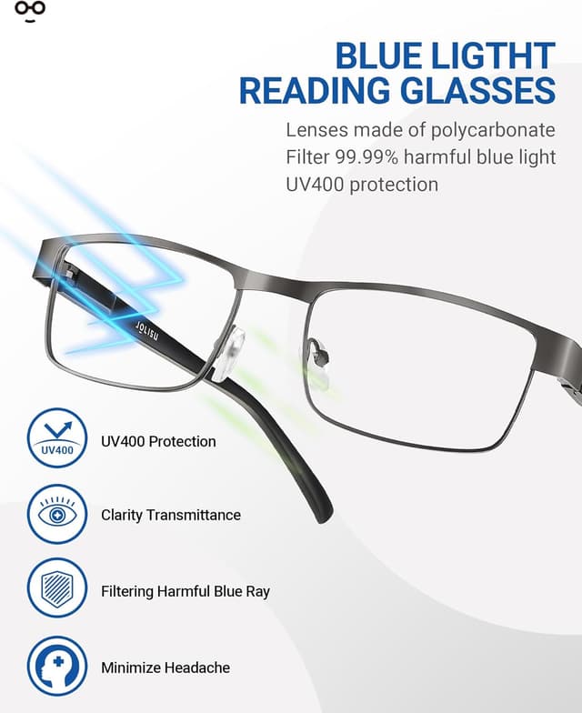 Detalle 1 de JOLISU 5PCS Reading Glasses for Men & Women with Blue Light Blocking Lenses (thin metal frames)
