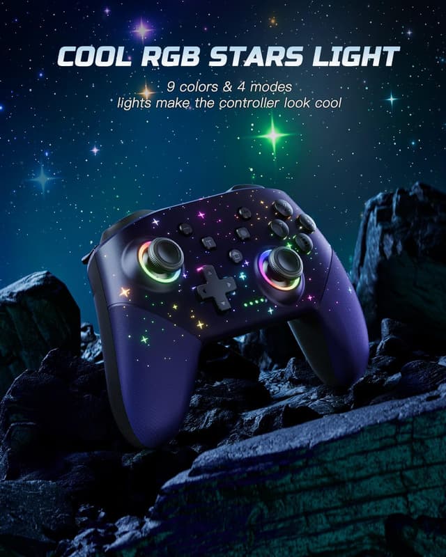 Detalle 2 de VOYEE Wireless Pro Controller for Switch, Lite, OLED & PC with RGB, Turbo and 6‑axis gyro