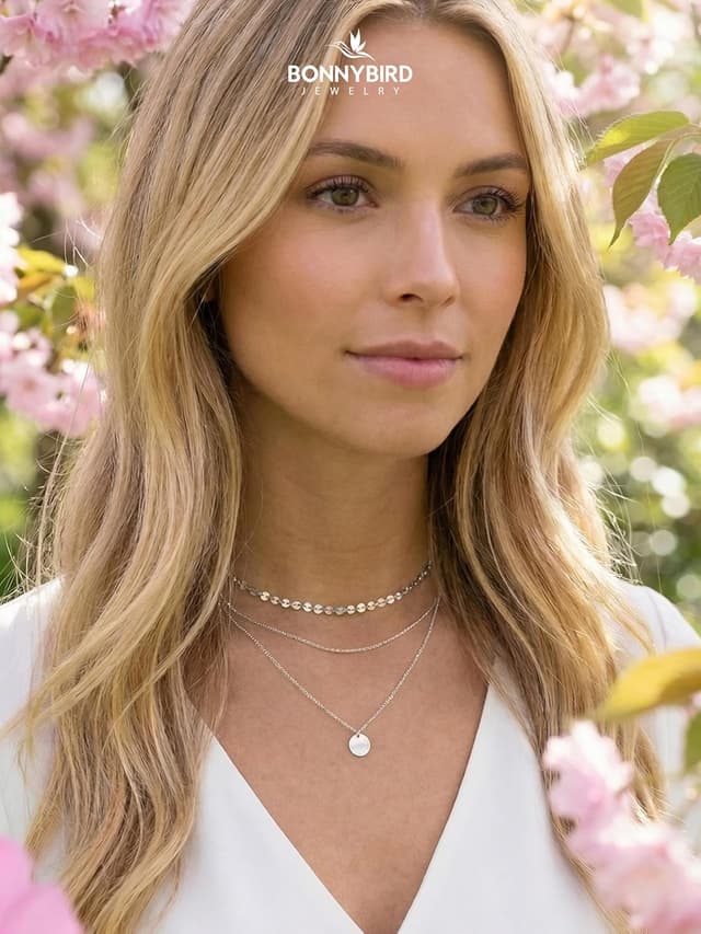 Detalle 2 de BONNYBIRD BonnyTrio Layering-Ketten-Set aus Edelstahl 316L (3 Ketten) in Silber, Gold & Roségold