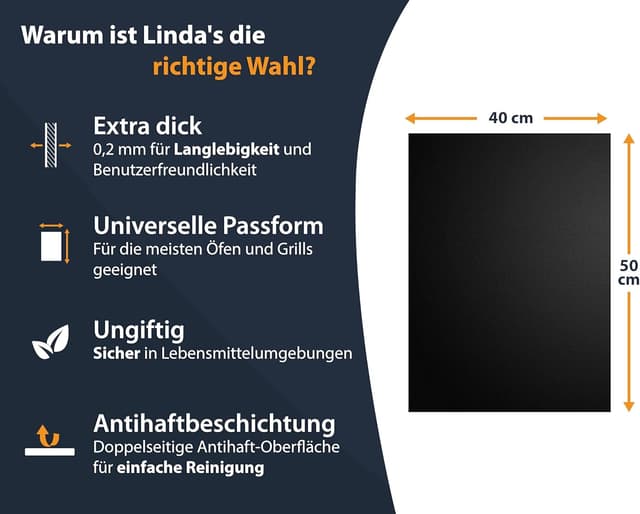 Detalle de Extra große Grillmatte 50 x 40 cm im 5er Pack