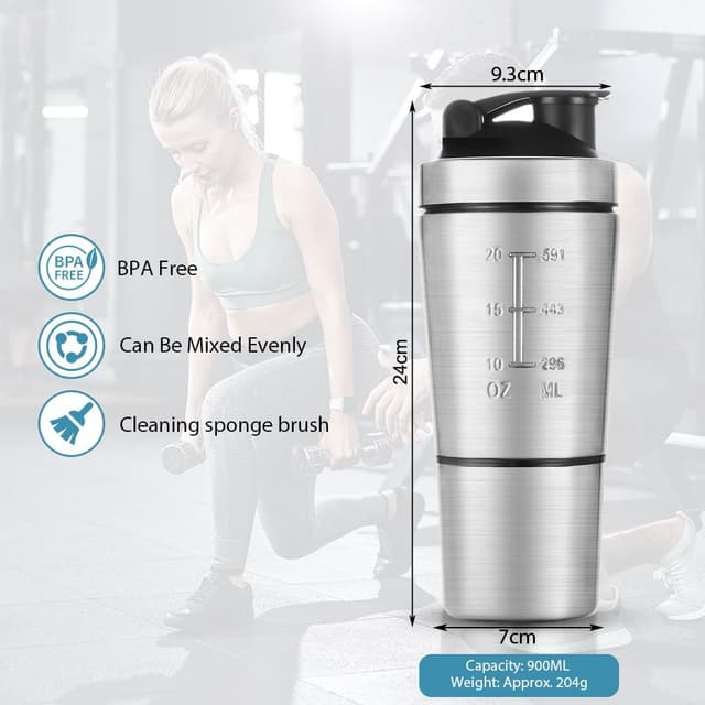 Detalle 2 de ACWOO 700ml Protein Shaker Bottle with 200ml cup 🥤
