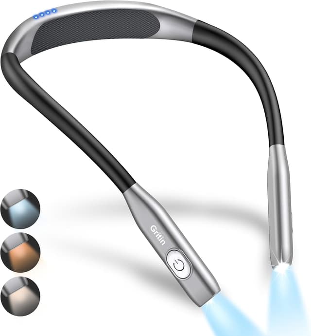 Detalle de Gritin Collo Lampada Luce da Lettura Ricaricabile LED per libri, 3 temperature e dimmer