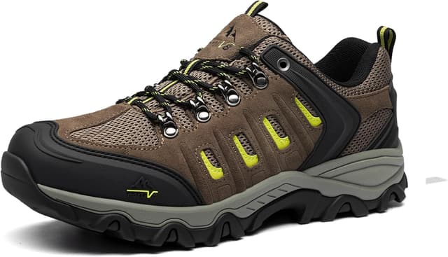 Detalle de NORTIV 8 Men’s Waterproof Leather Low-Top Hiking Shoes with Protective Toe