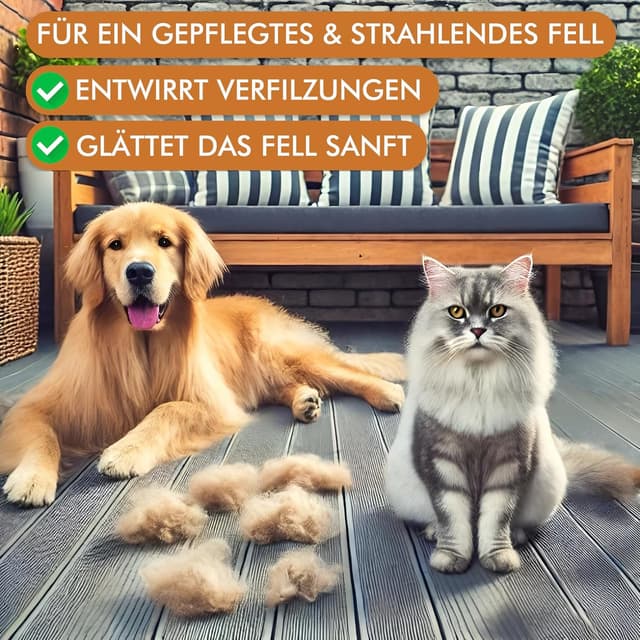 Detalle de Bambus 2in1 Hundebürste & Katzenbürste – Glätten und Entfilzen für mittel- bis langhaariges Fell