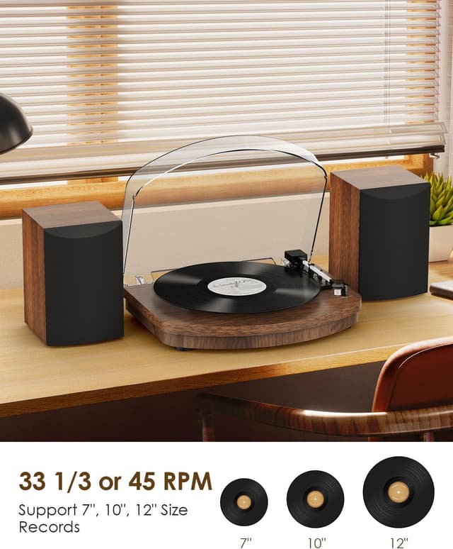 Detalle de Retrolife Platine vinyle avec deux haut-parleurs stéréo et cartouche AT-3600L (3 vitesses 33/45/78) – Sortie RCA vintage