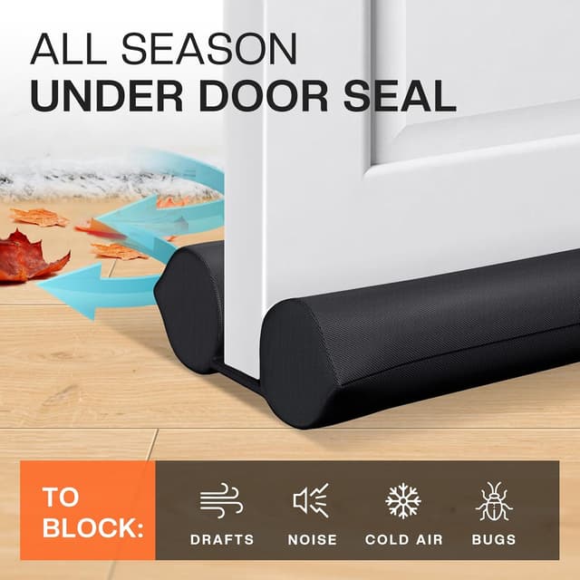 Detalle de Comfyanno Under Door Draft Stopper (Bottom Door Seal & Gap Filler) for 30–36 in Doors, No Adhesive, Black