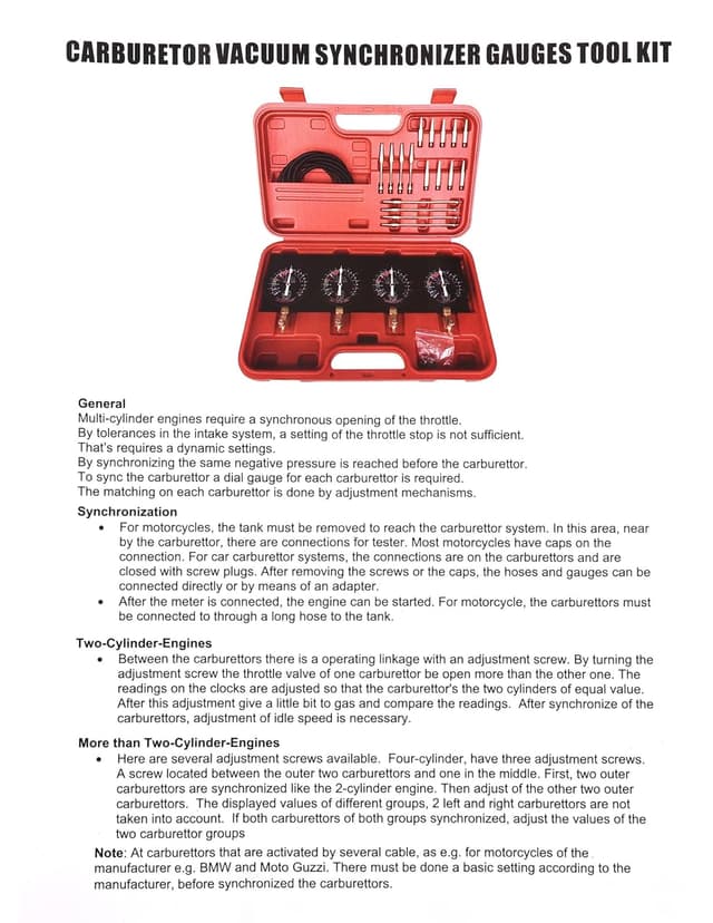 Detalle de DHA Motorcycle Fuel Vacuum Carburetor Synchroniser Gauge Tool Kit for 4-Cylinder Set-ups