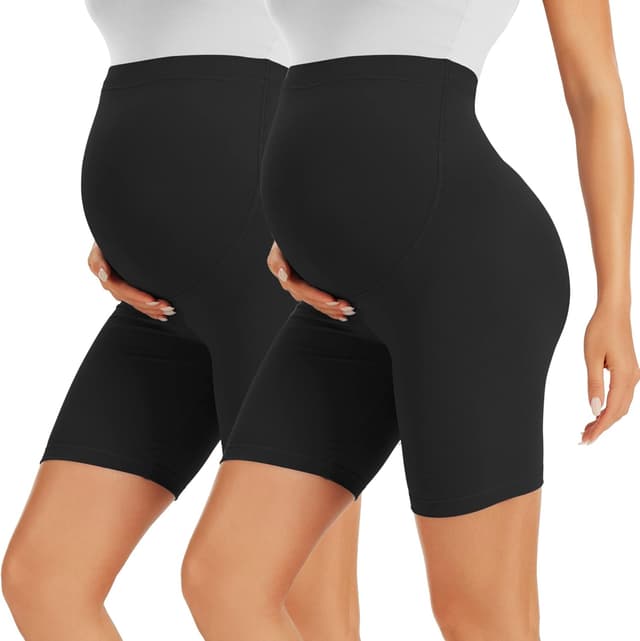 Detalle de BONVIGOR Buttercloud Maternity Shorts (Over-the-Belly) 5"/8" Biker Shorts for Pregnancy Workout & Yoga