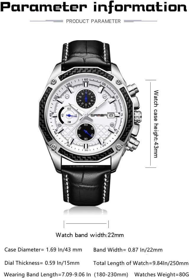 Detalle de TICKEEN Uomo orologio analogico al quarzo con cronografo, calendario e impermeabile 3ATM