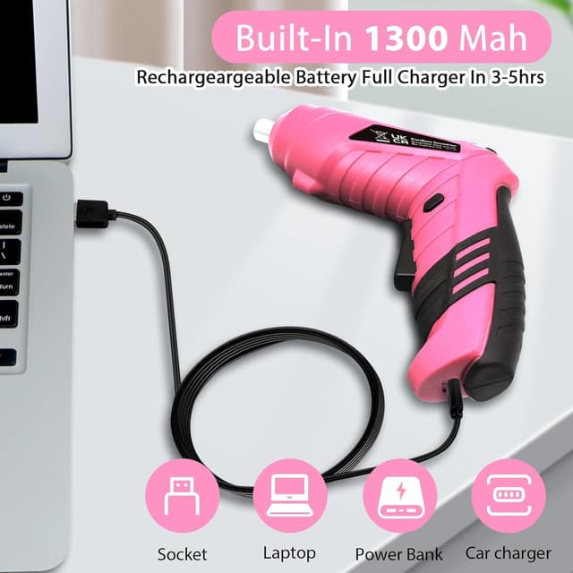 Detalle 2 de MQFORU Cordless Screwdriver Kit (48-in-1), 3.6V rechargeable electric screwdriver with dual-position handle