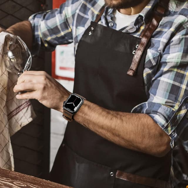 Thumbnail 6 de Tuocal Genuine Leather Strap for Apple Watch (42mm/44mm/45mm/46mm) – Vintage style leather band with stainless steel connectors