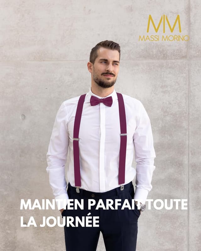 Detalle 2 de Massi Morino bretelles avec nœud papillon 3,5 cm