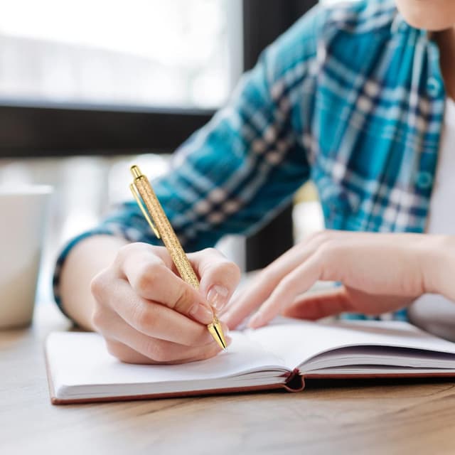 Thumbnail 6 de Set AUAUY da 7 penne a sfera retrattili con glitter e inchiostro nero