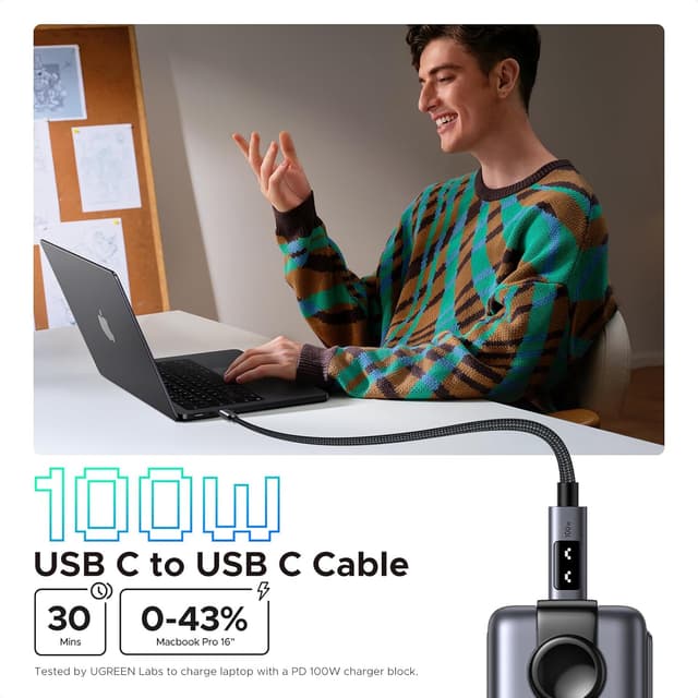 Detalle 2 de UGREEN Uno 100W USB‑C to USB‑C Cable 2m