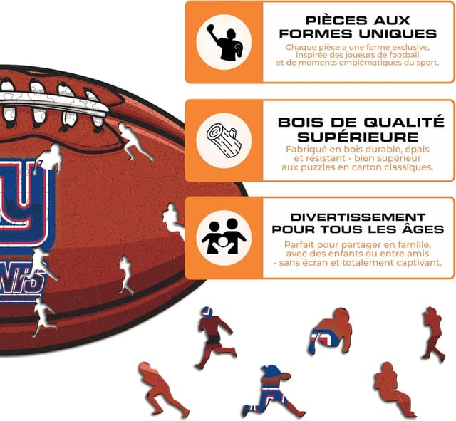 Thumbnail 6 de Iconic Puzzles New York Giants – Puzzle en bois 270 pièces (taille M), logo NFL sous licence officielle