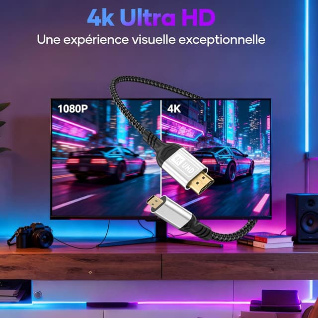 Detalle 2 de woednx Micro HDMI vers HDMI 3 m 4K60