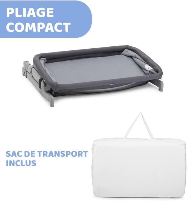 Detalle de Chicco Next2Me Go berceau de cododo pliable, lit latéral gris foncé
