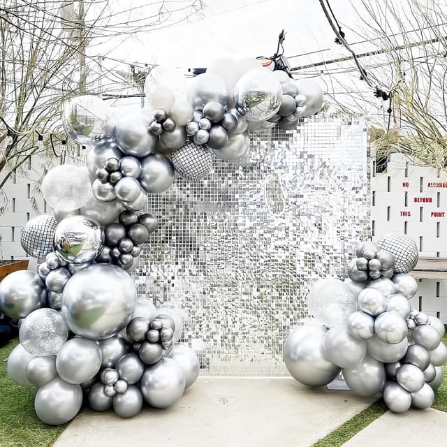 Thumbnail 6 de Voircoloria 130pcs Metallic Silver Balloons Garland Arch Kit (18", 12", 10", 5")