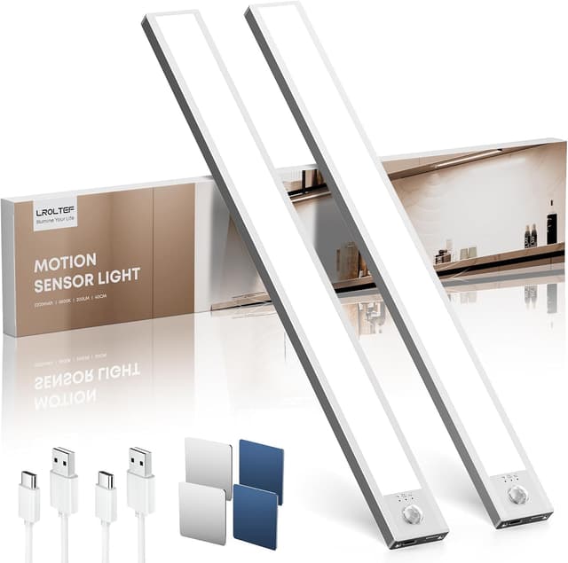 Thumbnail 6 de LROLTEF Under Cabinet Kitchen Lights Motion Sensor, 40cm 4000K LED USB-C Rechargeable (2 Pack)