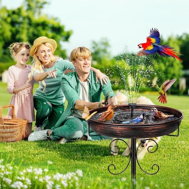 Thumbnail 4 de Yepper 35In Metal Bird Bath 12in Bowl