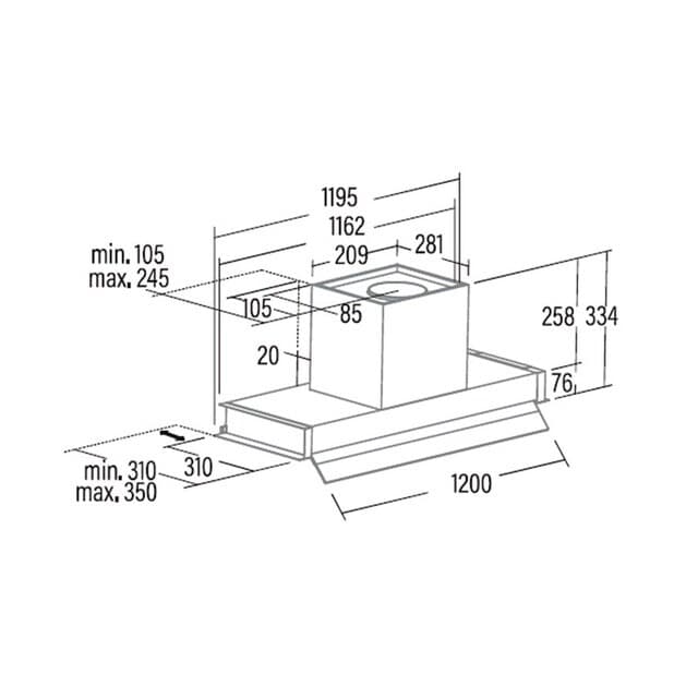 Detalle 2 de Cata CORONA X 80/B campana 3 velocidades 80 cm