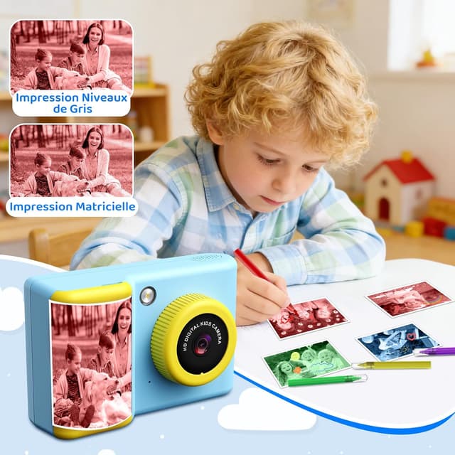 Detalle 2 de CHAKEYAKE Appareil photo instantané enfant 20MP 1080P avec écran 2,4 pouces (bleu)