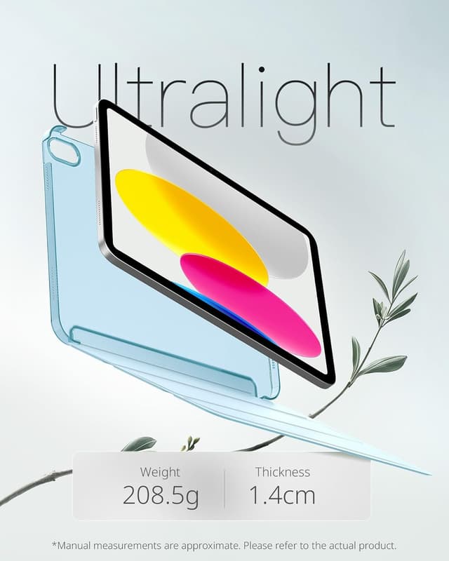 Detalle de CACOE Case for iPad A16 11th/10th Generation with Screen Protector (11/10.9 inch) – Light Blue