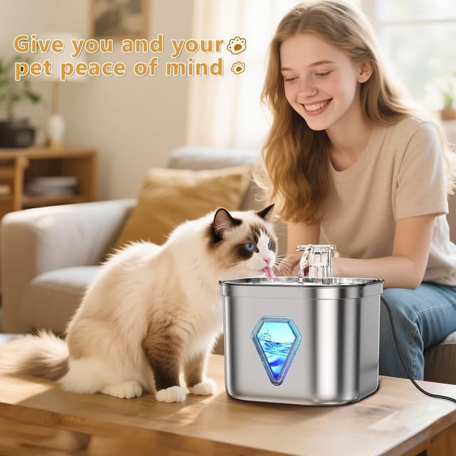 Thumbnail 5 de EUARY Fontana per Gatti in Acciaio Inox 2,5 L