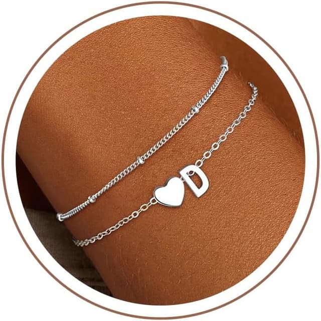 Detalle de sloong SLOONG Armband Damen Herz mit Buchstaben (Silber/Gold vergoldet, 18K)