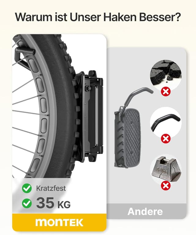 Detalle 2 de monTEK schwenkbare Fahrrad-Wandhalterung für Breitreifen bis 115 mm (bis 35 kg)
