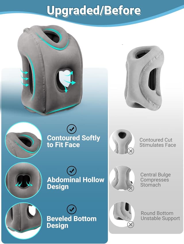 Detalle de Maliton Inflatable Travel Pillow for Airplane and Long Trips (Dark Grey)