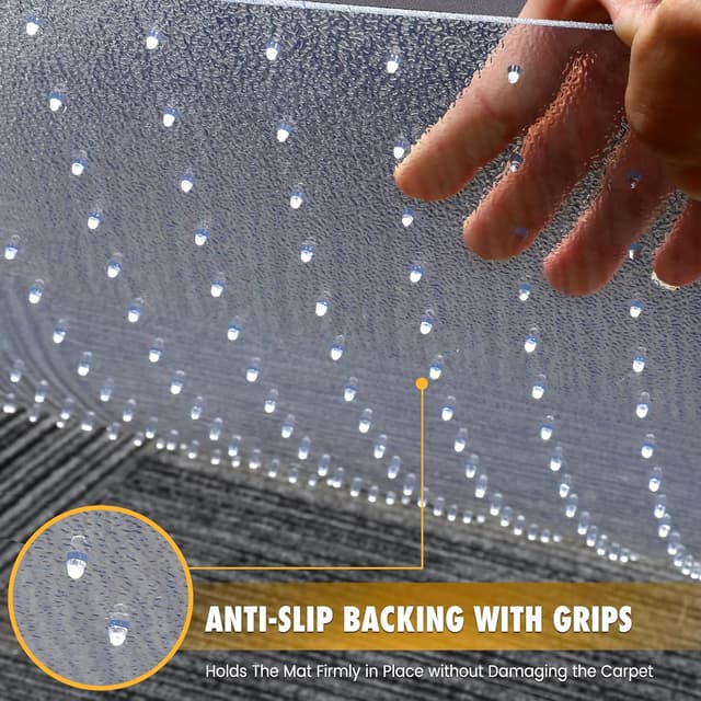 Detalle de BesWin Office Chair Mat for Carpet (91 x 122 cm) – Transparent heavy-duty non-slip protector