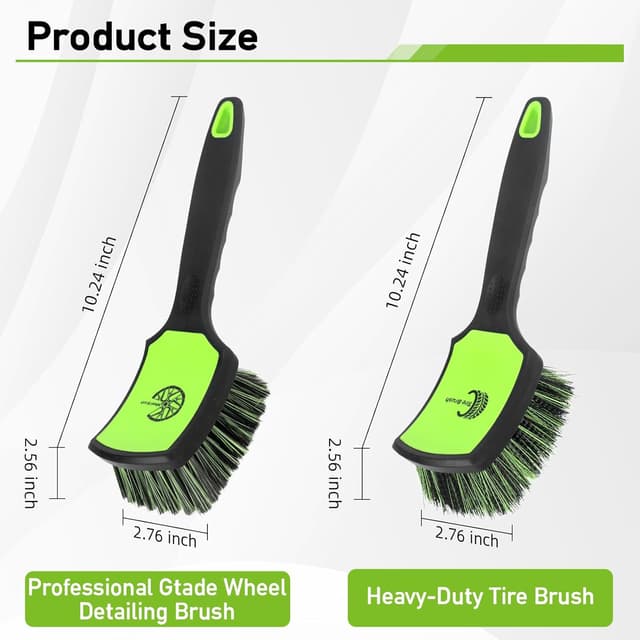 Detalle 2 de MVEQRRN Non-Scratch 2-Pack Car Wheel & Tire Cleaning Brush Kit (Soft & Stiff Bristles)
